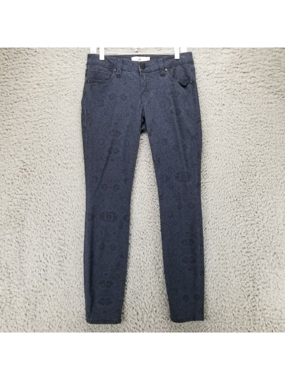 Cabi Jeans Womens 4 Black Stretch Floral Denim Skinny Style 3195